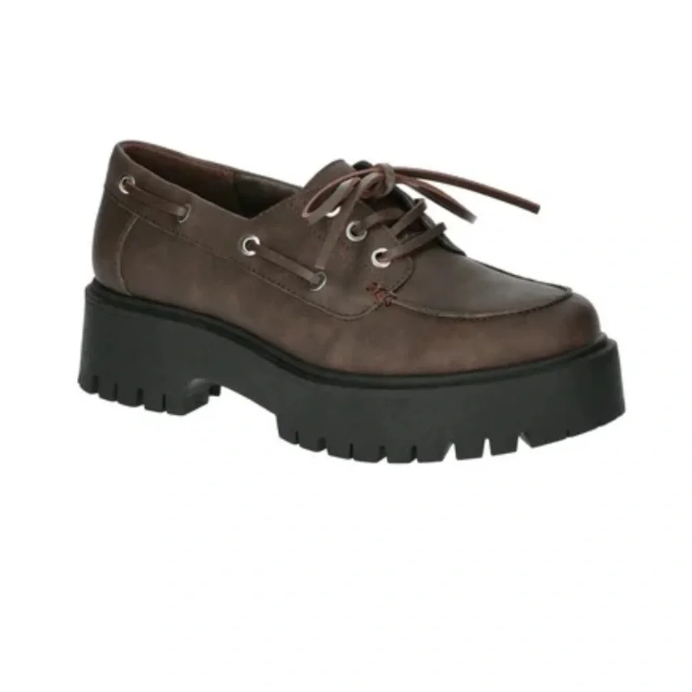 No Boundaries Women's Platform Boat Shoes Brown NWOB Size 6 Y2K 90's